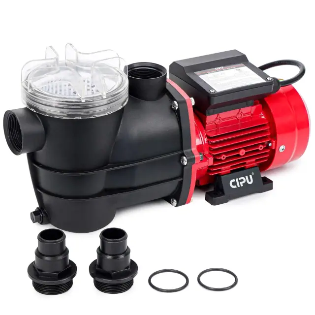 CIPU 1/3 HP pool pump with filter basket and hose adapters