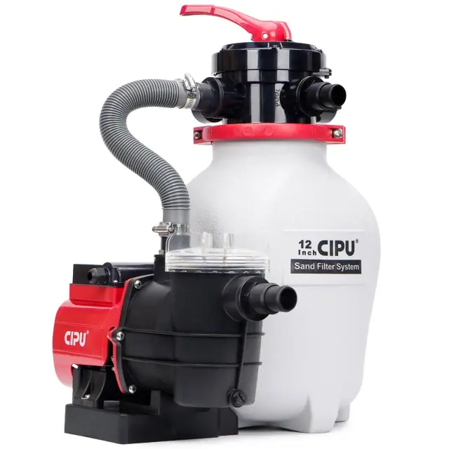 CIPU 12-inch sand filter pump system with timer and filter basket